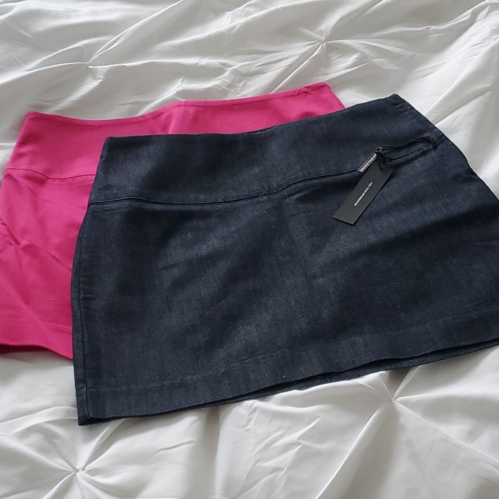 Express skirts NWT dark denim and hot pink